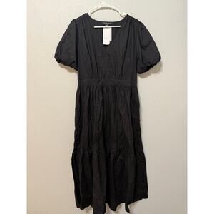 French Connection Ladies Puff Sleeve Maxi Dress Size L Black - NWT